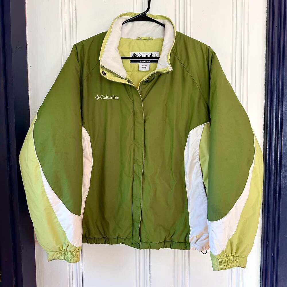 Columbia Winter Jacket, Size 1X Green White Coat